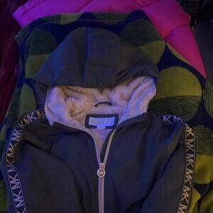 Michael Kors green Hooded Jacket with Faux Fur